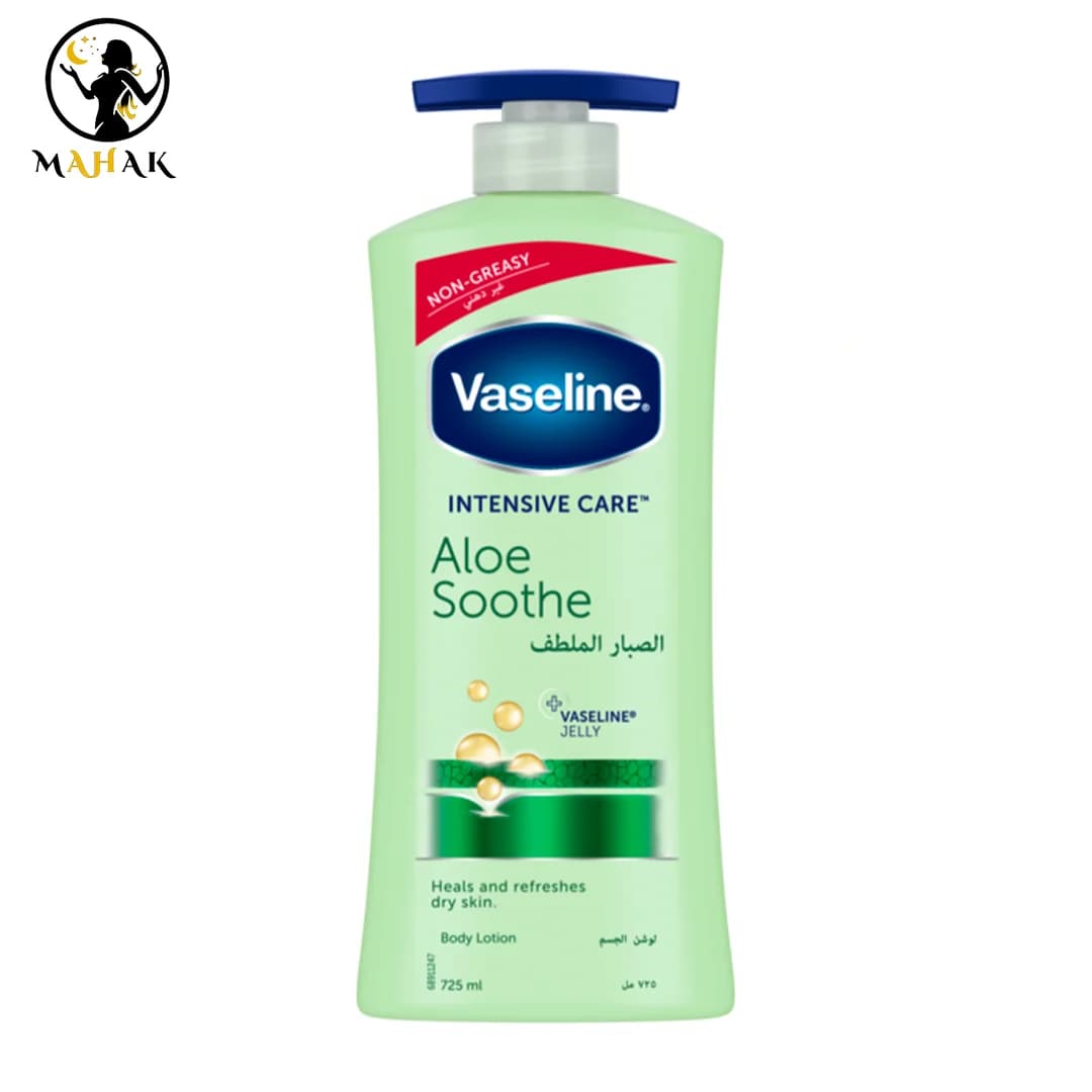 لوسیون وازلین vaseline مدل آلوئه ورا soothing hydration سبز پمپی 725میل