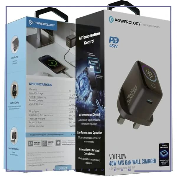 آداپتور شارژ 45 وات پاورولوژی PWCUQC069 — تصویر ۳