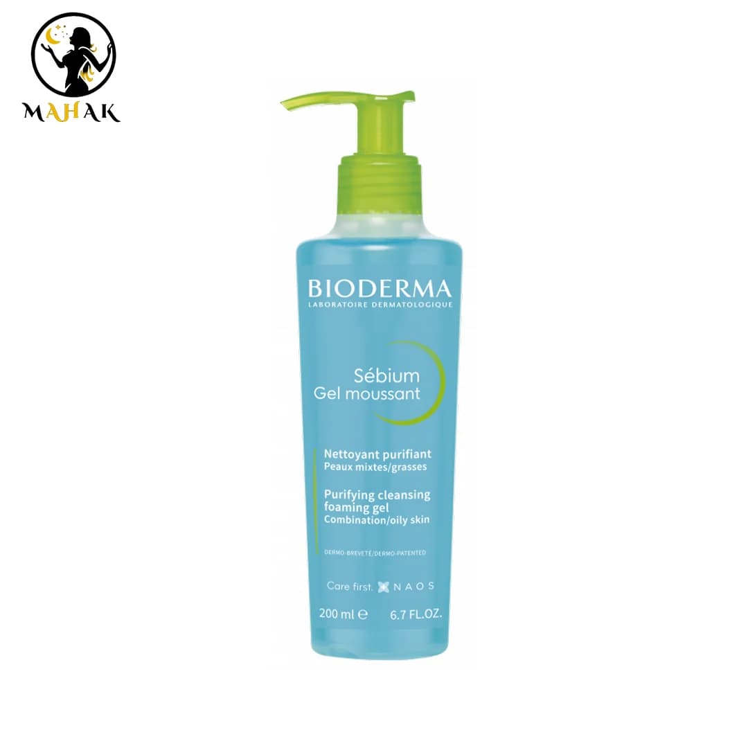 شوینده ژل شستشوی صورت ( سبیوم sebum ) پوست چرب و مختلط آبی بایودرما Bioderma — تصویر ۴