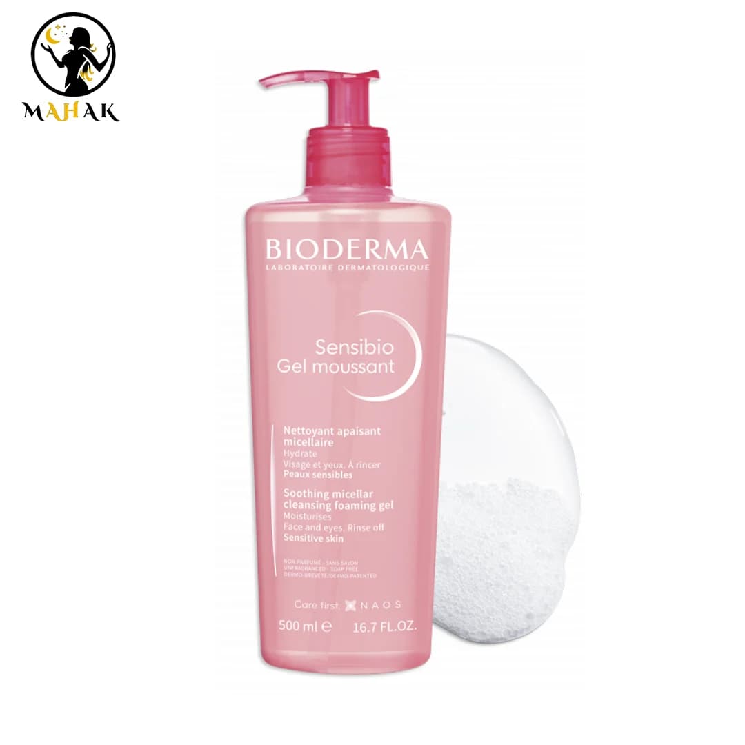 شوینده فوم ژل شستشوی صورت ( سنسیبیو Sensibio ) پوست خشک و حساس صورتی بایودرما Bioderma — تصویر ۲