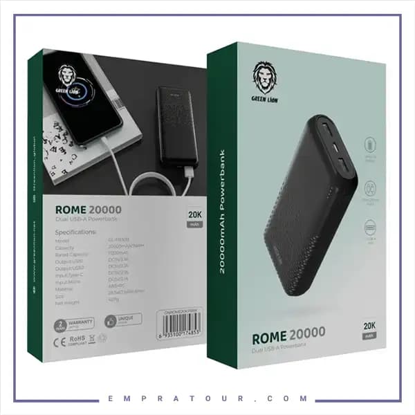 پاور بانک 20000 گرین لاین GNROME20KPBBK — تصویر ۴