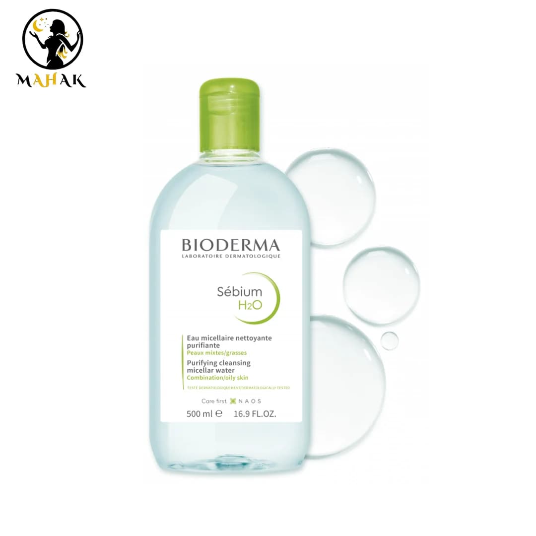 میسلار واتر پاک کننده آرایش پوست چرب و مختلط سبز بایودرما مدل BIODERMA Sebium H20 — تصویر ۶