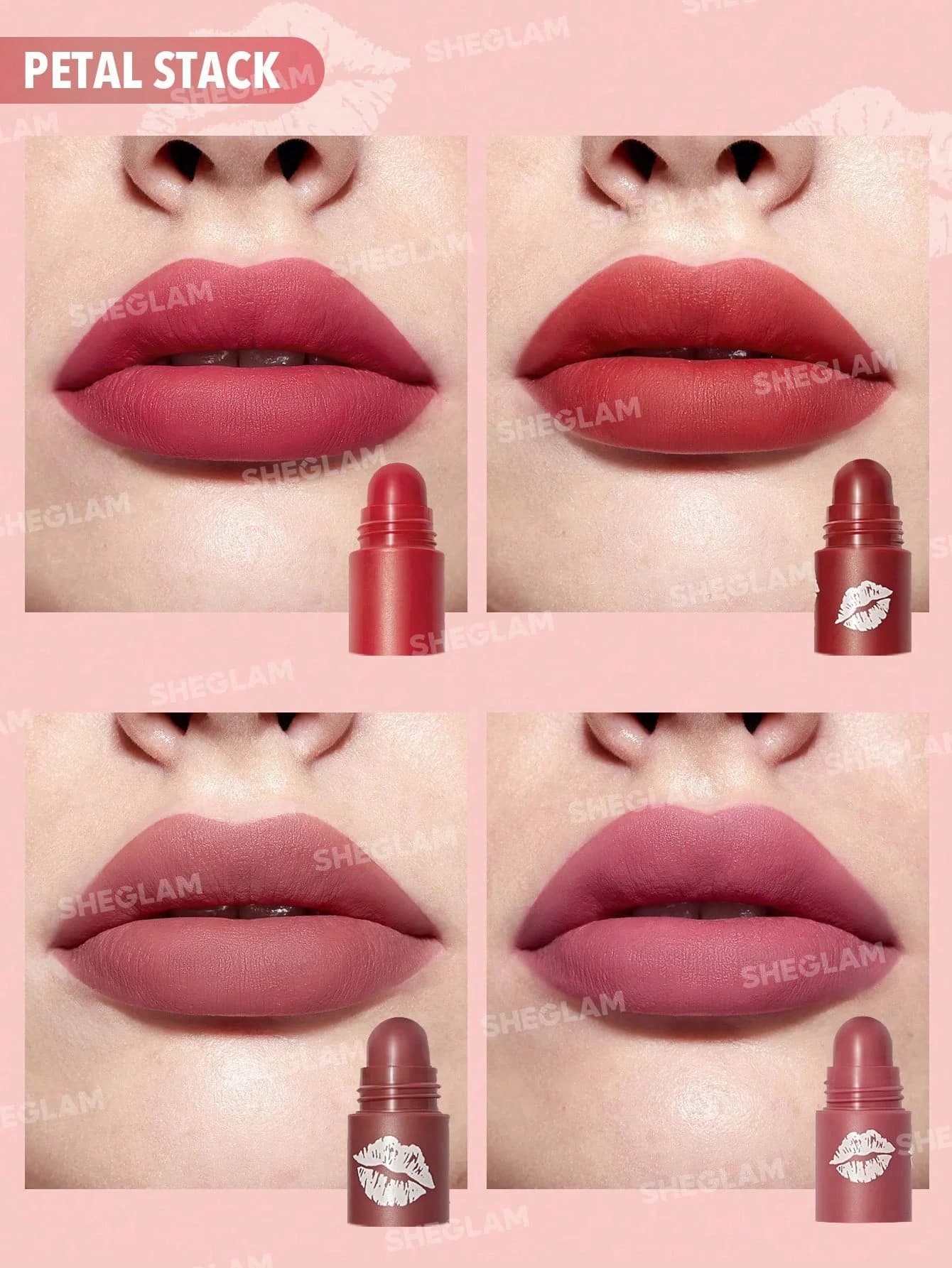 رژلب پتال استک 4 تایی پیچی طبقه ای مگا لیپ استکس شیگلم مدل Mega Lip Stacks — تصویر ۱۰