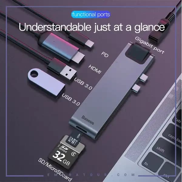 هاب تایپ سی 7 پورت مک بوک بیسوس CAHUB-L0G — تصویر ۵