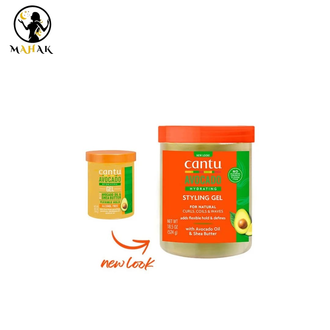 ژل استایلینگ حالت دهنده و آبرسان آووکادو مو فر کانتو Cantu Avocado Hydrating Styling Gel 524g — تصویر ۷