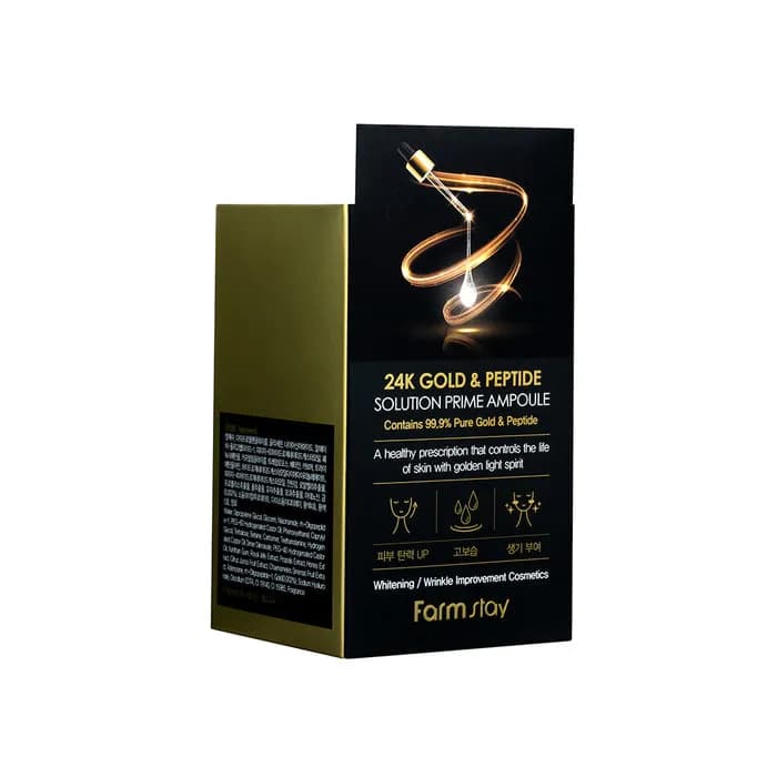 آمپول ژل آبرسان ضدچروک و جوانساز قوی پپتاید و طلا فارم استی Farm Stay 24k Gold & Peptide Solution Prime Ampoule — تصویر ۹