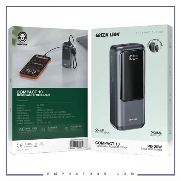 پاوربانک 22.5 وات 10000 گرین لاین GNCOP10KPBGY — تصویر ۱۰