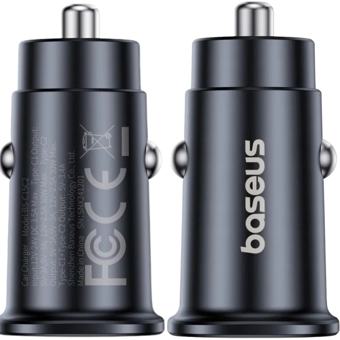 شارژر فندکی دو پورت تایپ سی 30 وات بیسوس BS-C15C2 — تصویر ۹