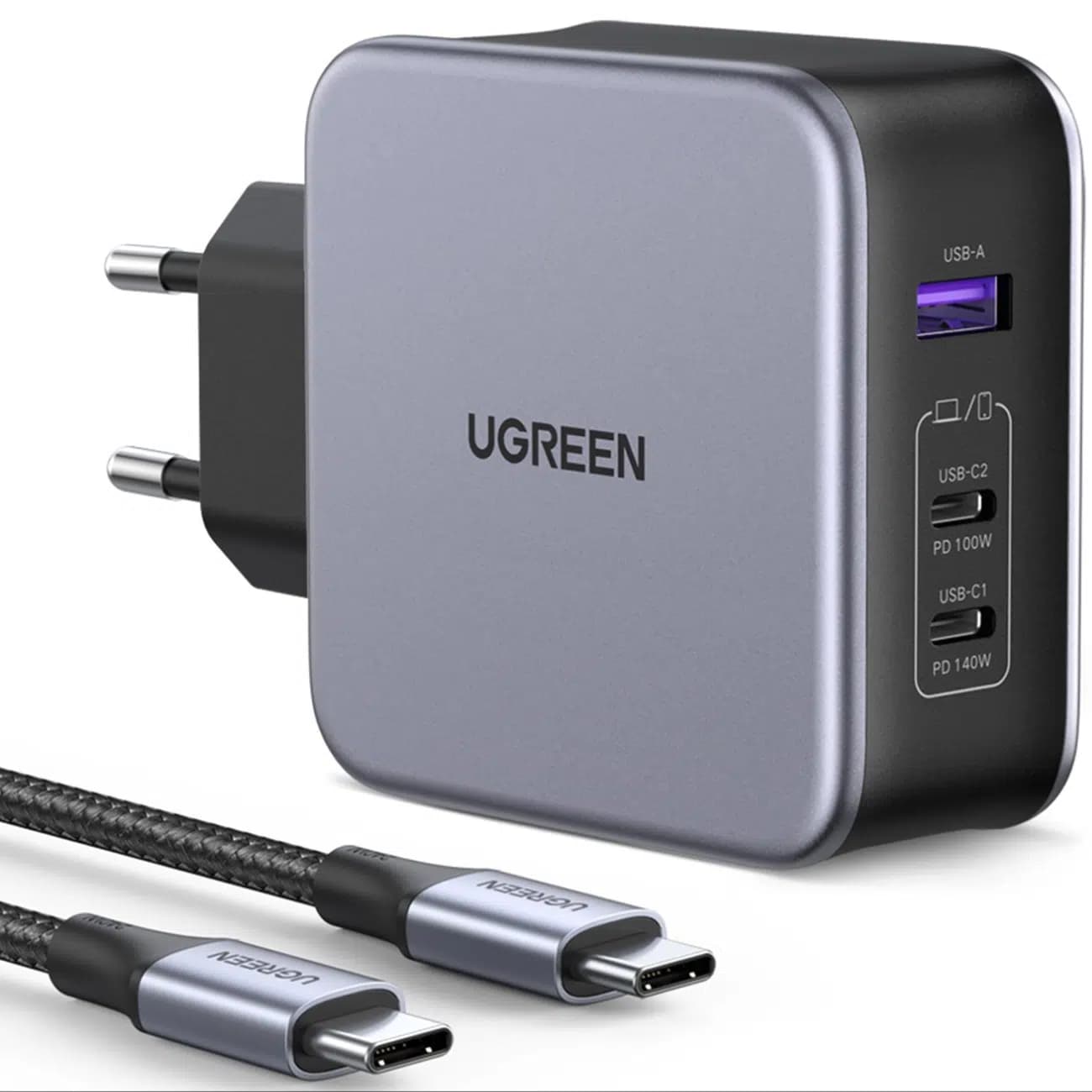 شارژر دیواری یوگرین 140 وات با دو پورت USB-C و یک پورت USB-A مدل CD289 همراه با کابل USB-C — تصویر ۱۰