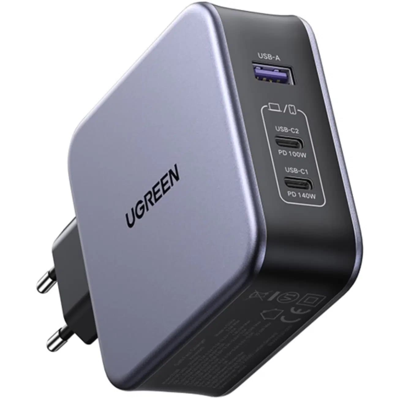 شارژر دیواری یوگرین 140 وات با دو پورت USB-C و یک پورت USB-A مدل CD289 همراه با کابل USB-C — تصویر ۱۱