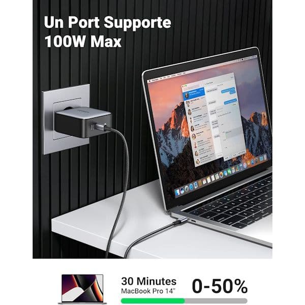 شارژر دیواری 100 وات با دو پورت USB-C یوگرین مدل CD254 — تصویر ۶