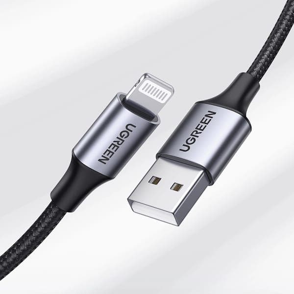 کابل شارژ و دیتا 2.4 آمپر لایتنینگ به USB 2.0 یوگرین مدل US199