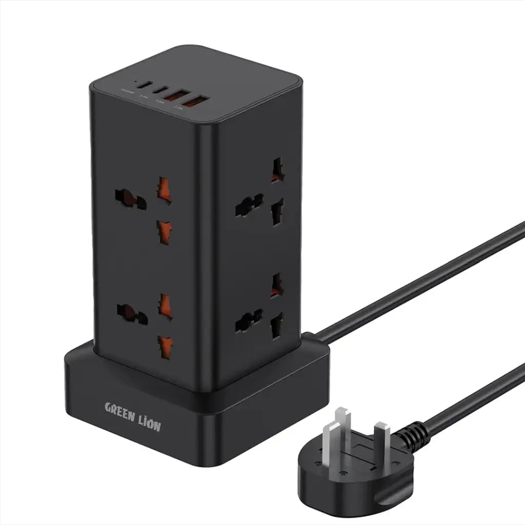 چندراهی برق گرین لاین مدل Green Lion Power Tower Multi-Port با شارژ سریع PD 20W و 8 پریز AC — تصویر ۱۰