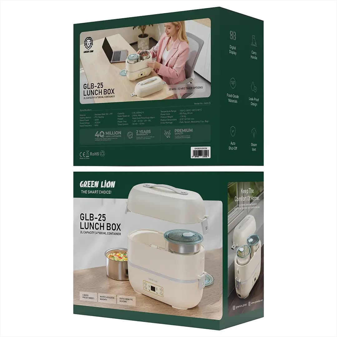 ظرف غذای برقی گرین لاین مدل Green Lion GLB-25 Lunch Box با ظرفیت 2 لیتر — تصویر ۹
