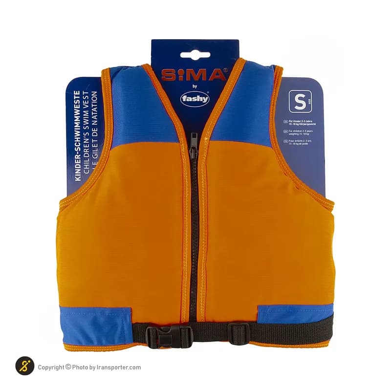 جلیقه شنا بچه گانه فشی HMK SIMA – 8363 | نارنجی/آبی — تصویر ۳
