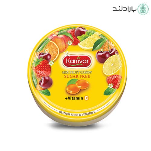 آبنبات رویال شش میوه بدون قند و رژیمی کامور