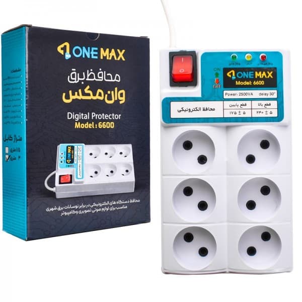 محافظ برق صوتی و تصویری وان مکس 6 خانه ONE MAX 6600 3m — تصویر ۲