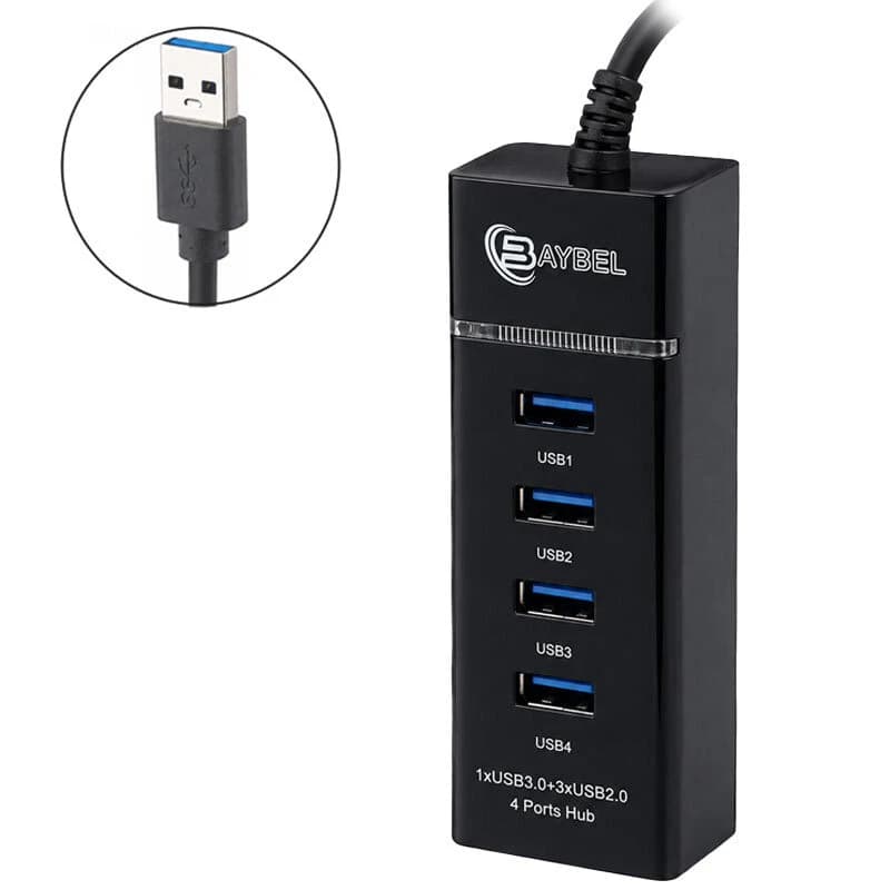 هاب سه پورت USB2.0 + یک پورت USB3.0 بایبل BAYBEL H-93 — تصویر ۴