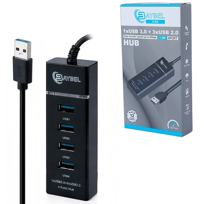 هاب سه پورت USB2.0 + یک پورت USB3.0 بایبل BAYBEL H-93