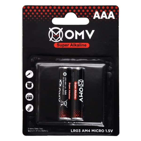 باتری نیم قلمی او ام وی OMV سوپر آلکالاین 2 عددی