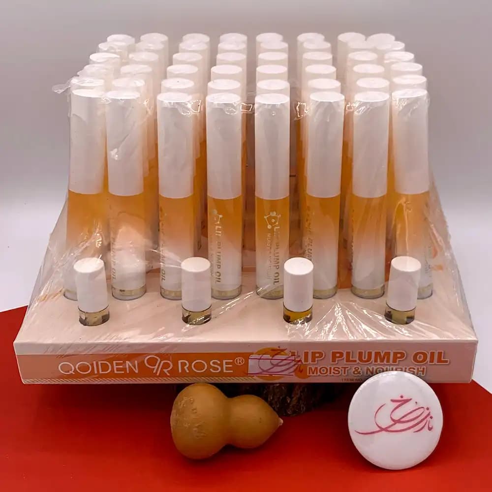 برق لب حجم دهنده و مغذی کویدن رز QOIDEN ROSE مدل Lip Plump Oil براق کننده و آبرسان تستردار 48 عددی کد 5938 — تصویر ۵