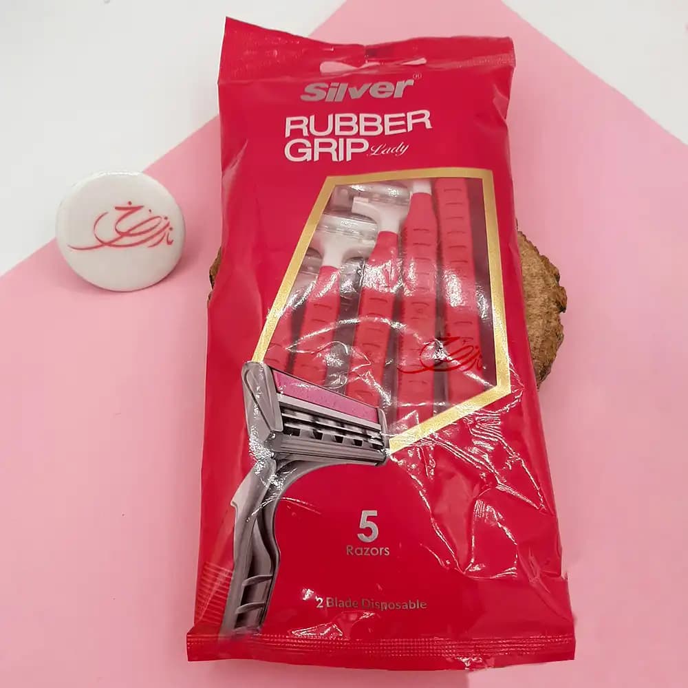 خودتراش 2 لبه زنانه سیلور Silver مدل Rubber Grip Lady بسته 5 عددی