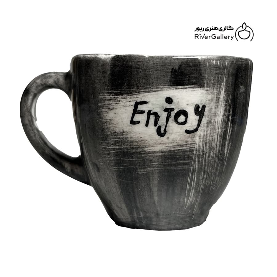 فنجان و زیرپوستی سرامیکی دستساز بلک — تصویر ۷