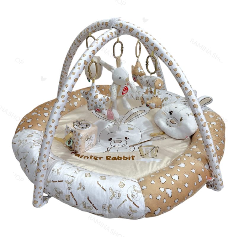 تشک بازی پولیشی نوزاد طرح خرگوش کرم بیبی فان Baby Fun
