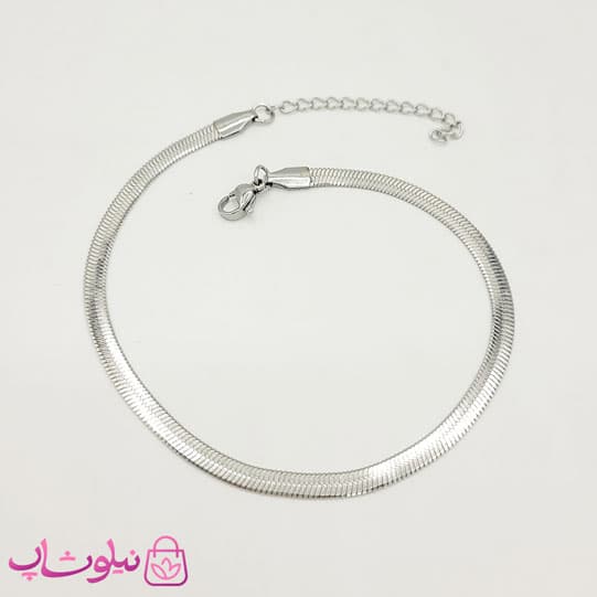 پابند دخترانه استیل مدل زنجیر ماری نقره ای کد 119