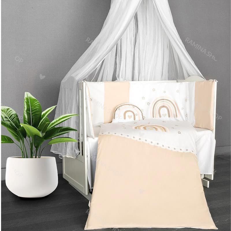 سرویس روتختی نوزاد و کودک دخترانه 8 تکه طرح رنگین کمان کرم شوبیبی Showbaby