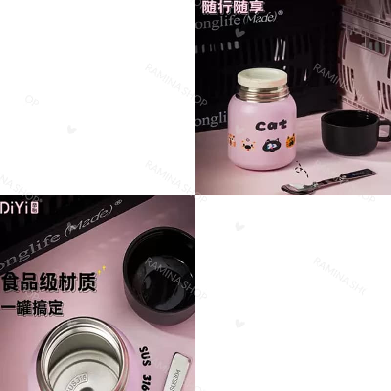 فلاسک غذای کودک 500 میل طرح گربه Diyi — تصویر ۳