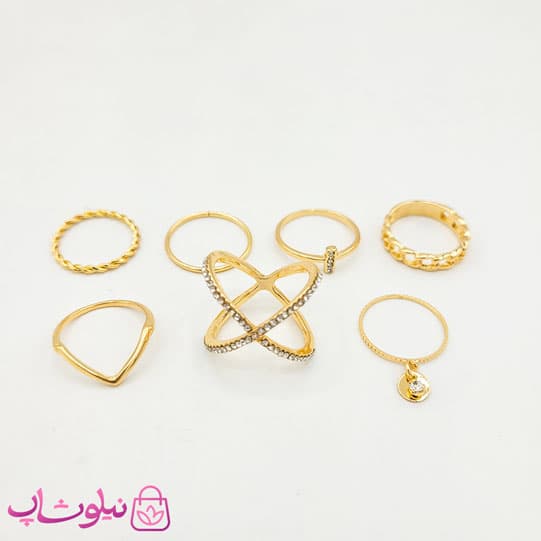 پک انگشتر دخترانه 7 عددی طلایی