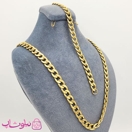 نیم ست مردانه استیل طرح کارتیه طلایی — تصویر ۴
