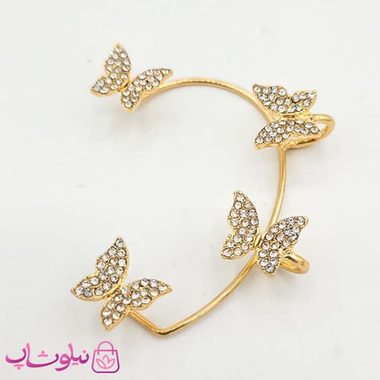 گوشواره دور گوش طرح پروانه طلایی