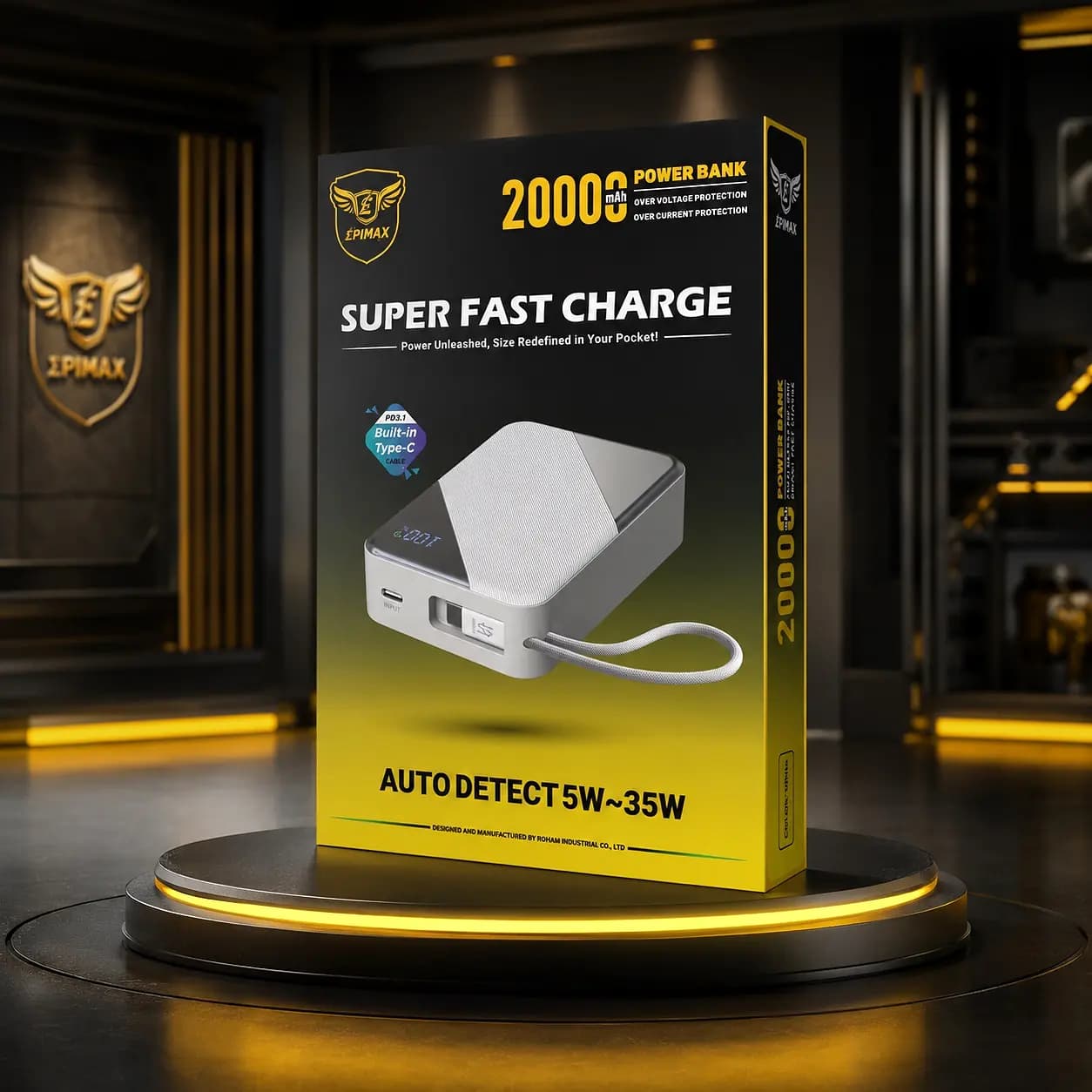 پاوربانک اپیمکس EP-211 ظرفیت 20000 میلی‌آمپر | شارژ سریع 35 وات و کابل Type-C — تصویر ۱۱