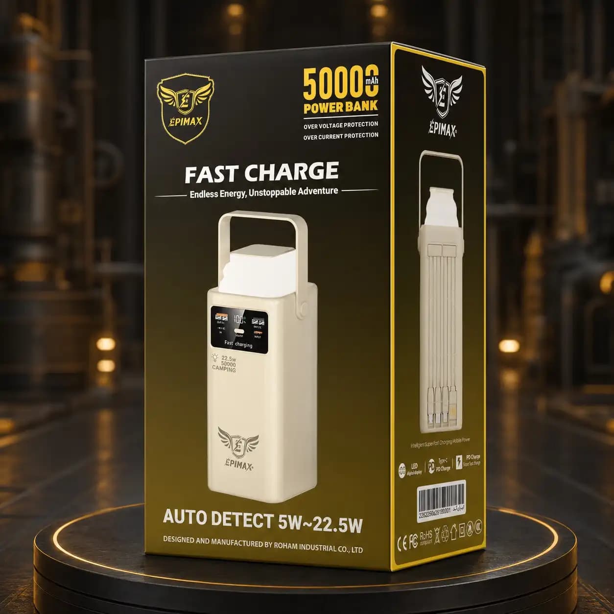 پاوربانک اپیمکس EP-215 ظرفیت 50000 میلیآمپر | فست شارژ 22.5 وات و چراغ LED — تصویر ۳