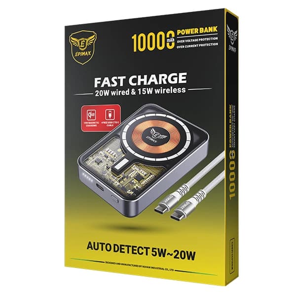 پاوربانک 10000 میلیآمپر اپیمکس EP-212 | شارژ سریع PD 20W و وایرلس مگسیف 15W — تصویر ۱۱