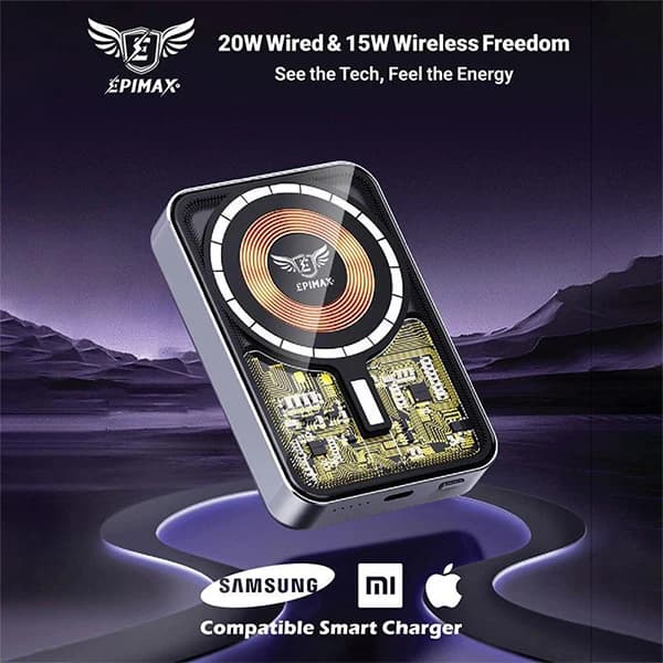 پاوربانک 10000 میلیآمپر اپیمکس EP-212 | شارژ سریع PD 20W و وایرلس مگسیف 15W — تصویر ۵