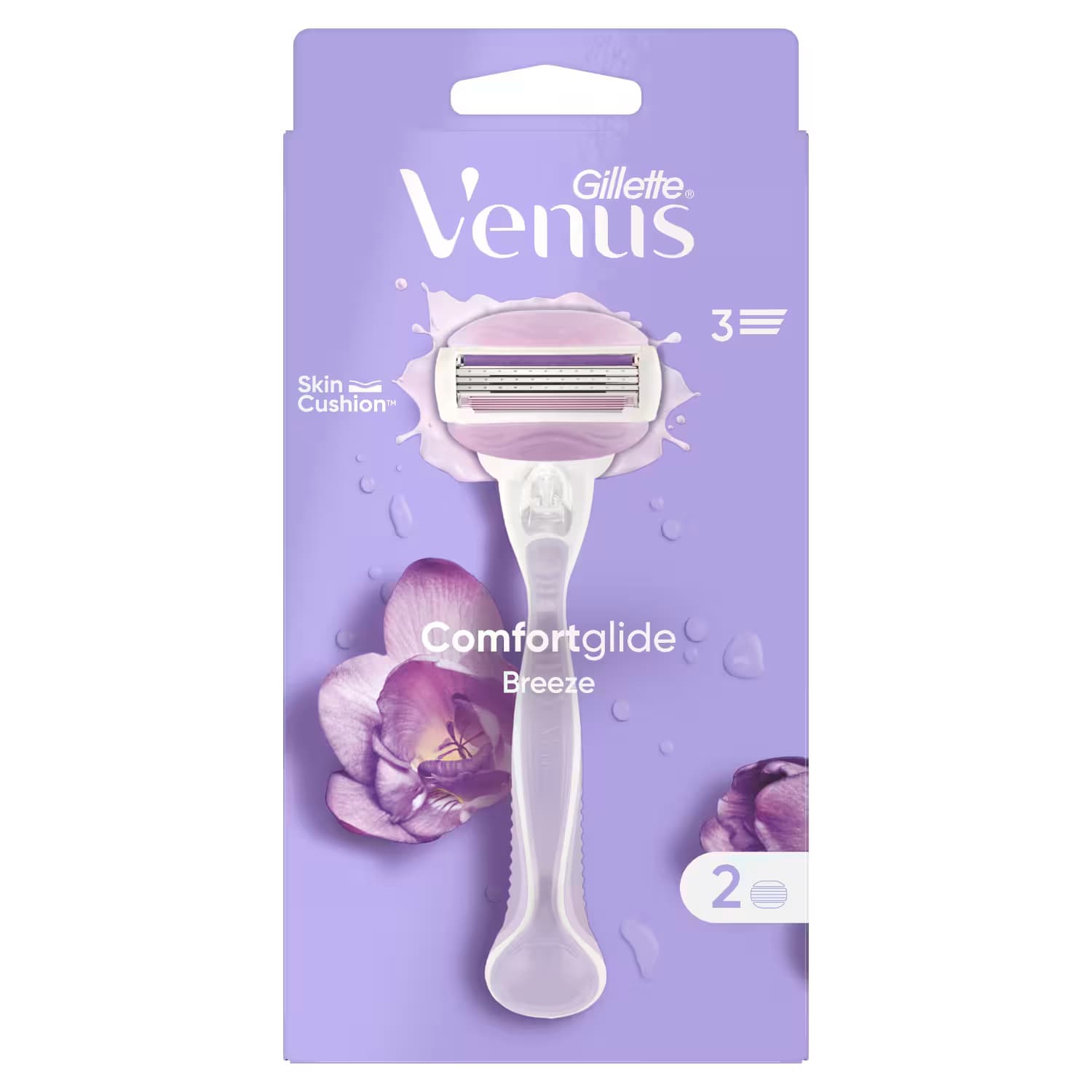 خودتراش ژیلت ونوس بنفش مدل VENUS BREEZE با 2 عدد تیغ یدک