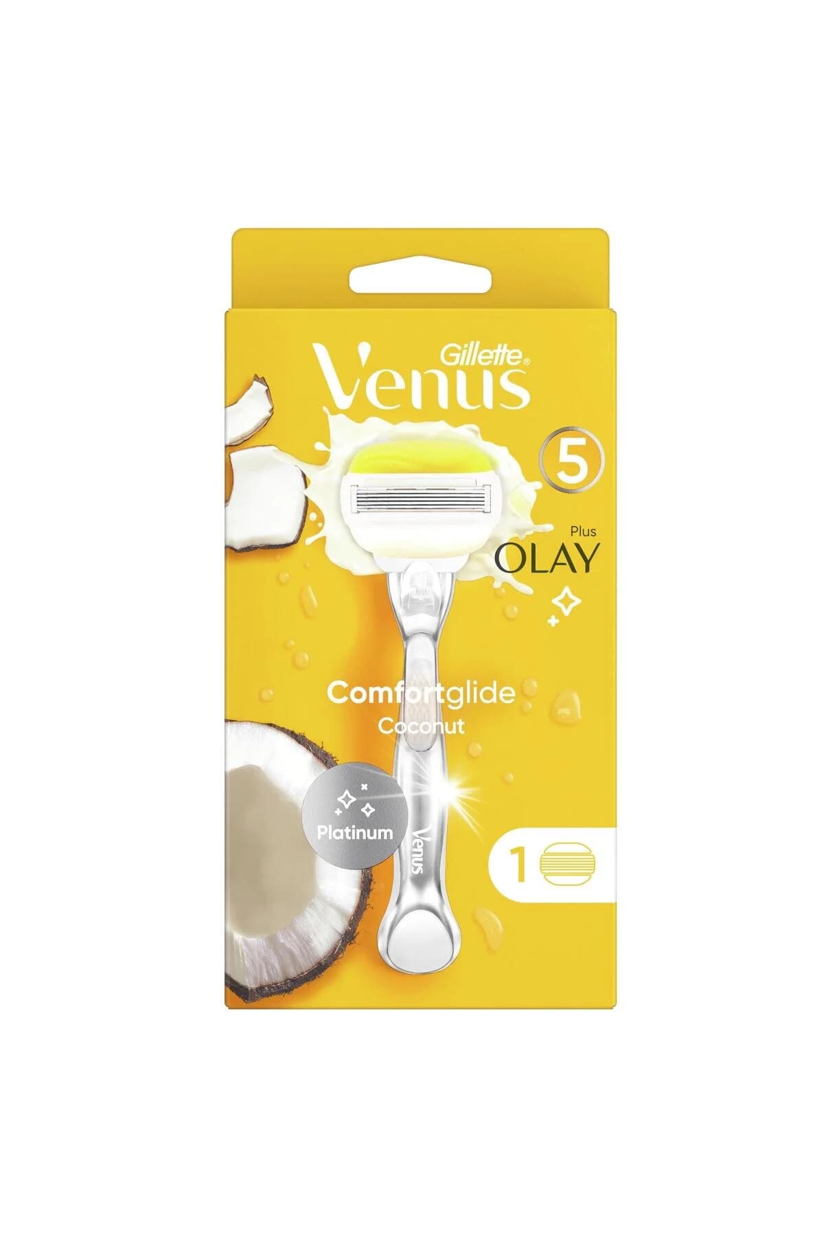 خودتراش ژیلت ونوس زرد مدل VENUS OLAY با یک عدد تیغ یدک — تصویر ۸