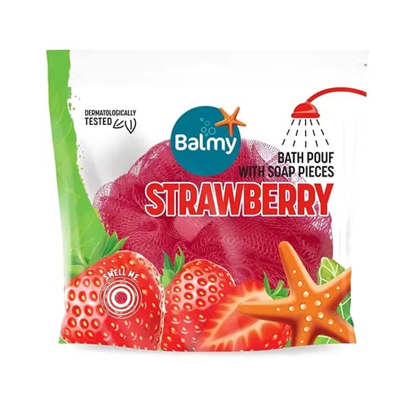 لیف حمام توری صابوندار BALMY رایحه توت فرنگی