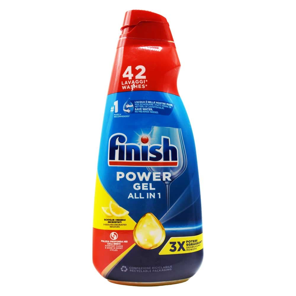 ژل ماشین ظرفشویی فینیش FINISH اصل اروپا مدل All in 1 با رایحه لیمو حجم 940 میلی لیتر