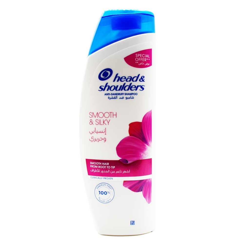 شامپو هد اند شولدرز SHOULDERS اصل عربستان ضد شوره مدل Smooth & Silky حجم 400 میلی لیتر