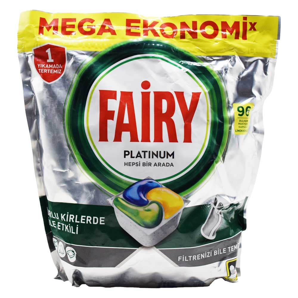 قرص ماشین ظرفشویی فیری FAIRY اصلی بلژیک مدل پلاتینیوم بسته 96 عددی