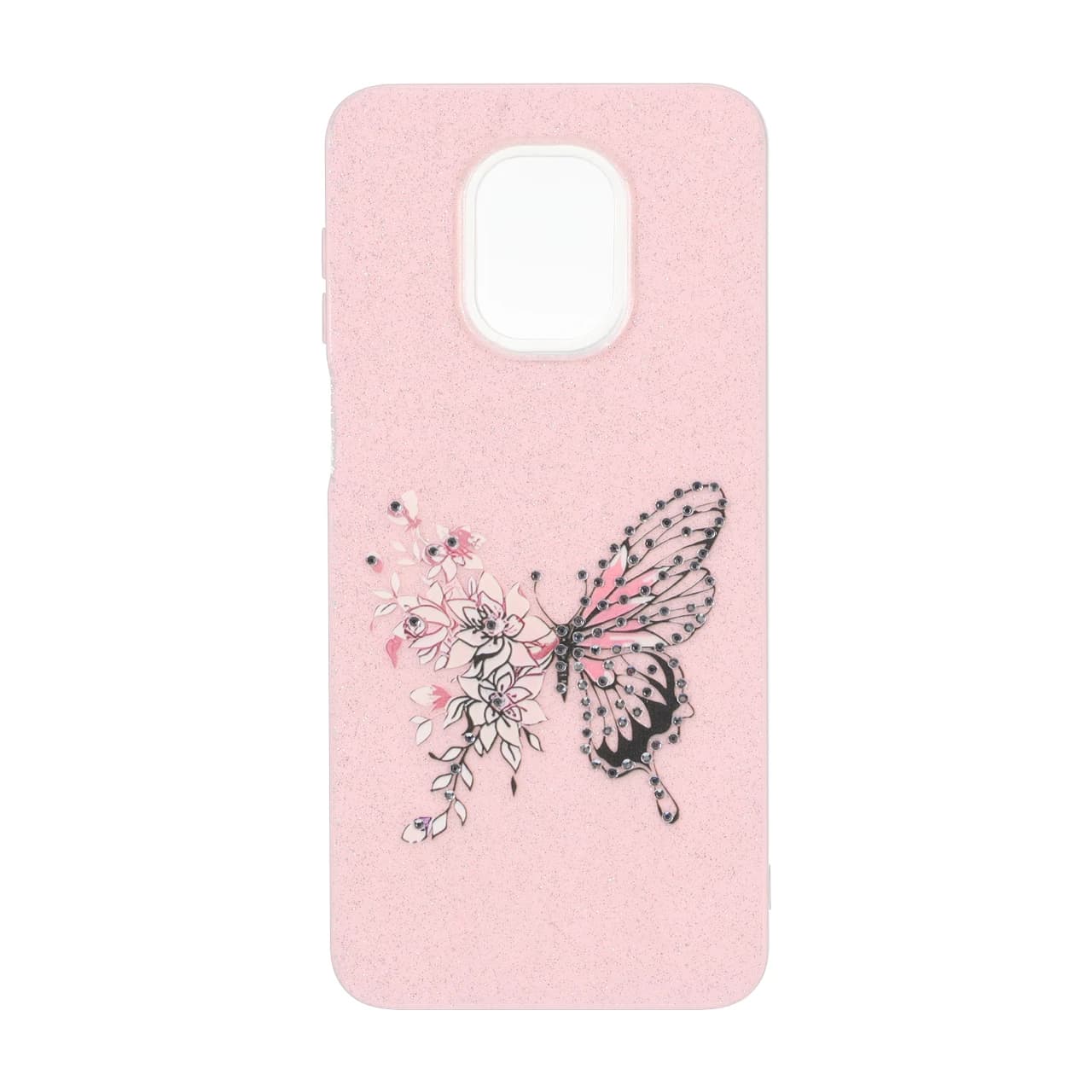 قاب اکلیلی ButterFly نگین دار Xiaomi Redmi Note 9S / Redmi Note 9 Pro / Redmi Note 9 Pro Max – صورتی
