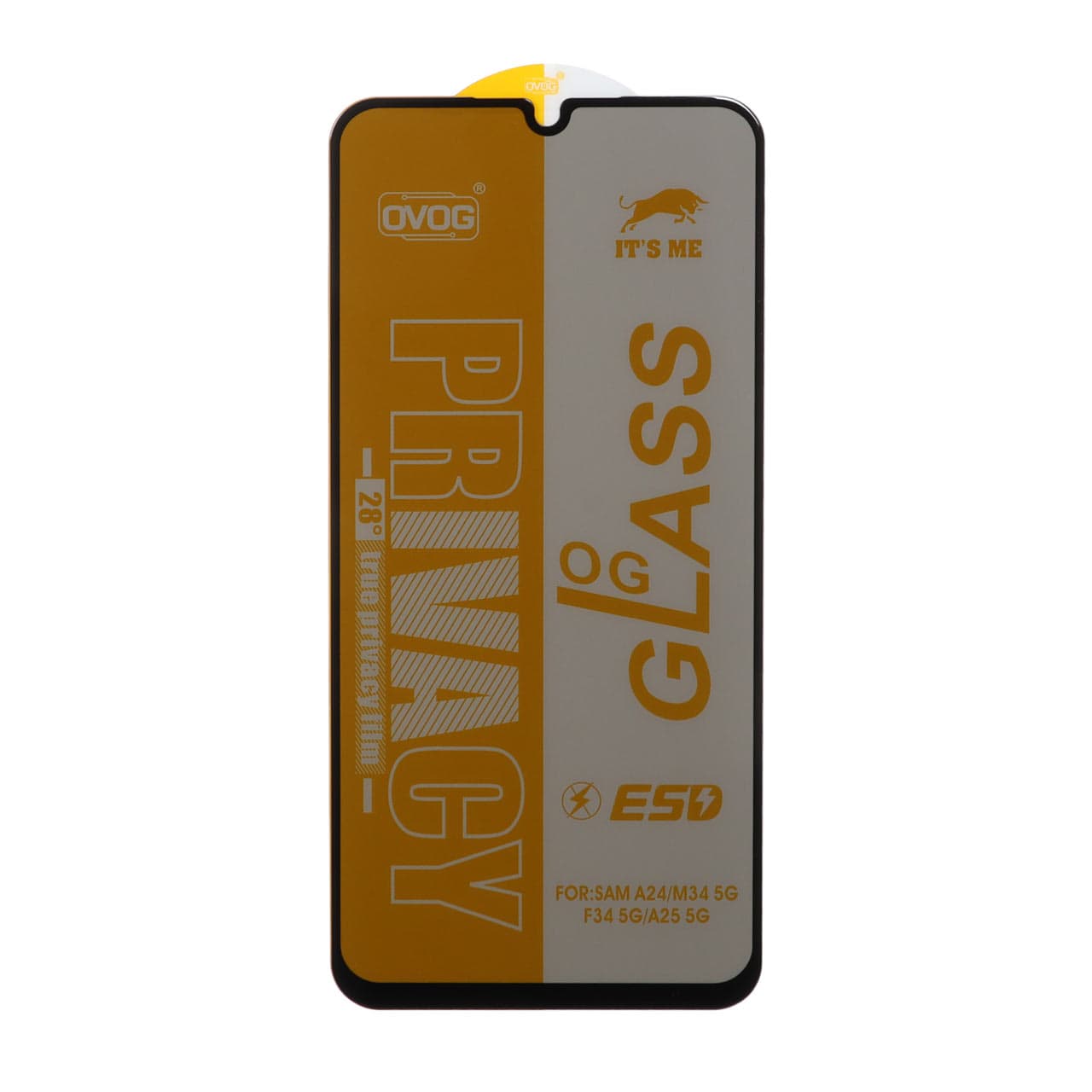 محافظ صفحه نمایش شیشه ای درجه یک Full Cover Privacy OG – ESD OVOG مدل Samsung Galaxy A15 / A25 / A24 / M34 / F34 — تصویر ۲