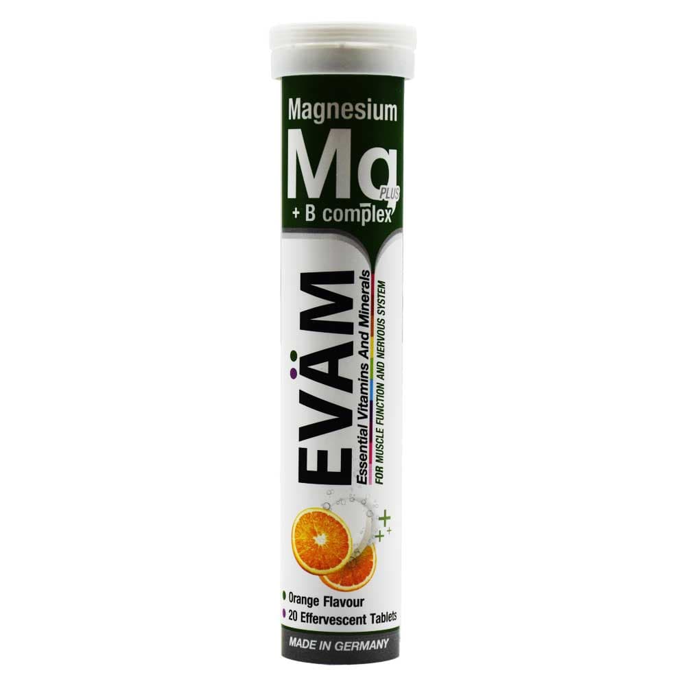 قرص جوشان ایوام Evam اصل آلمان مدل منیزیم + B Complex بسته 20 عددی