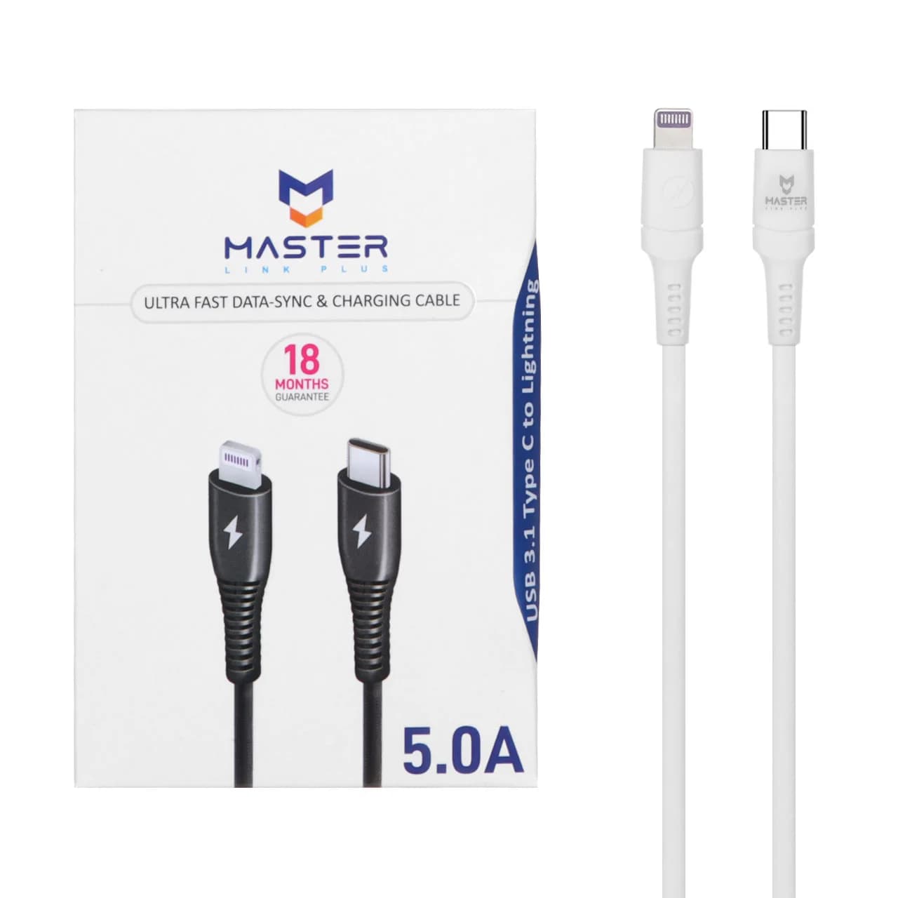 کابل شارژ فست MASTER Type-C to Lightning مدل ETM 001 – سفید — تصویر ۳