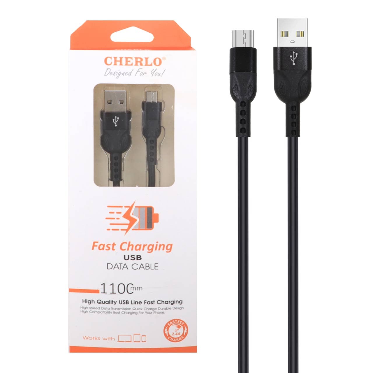 کابل شارژ 1.1 متری فست اندروید CHERLO مدل CH-V806 – مشکی – SMO