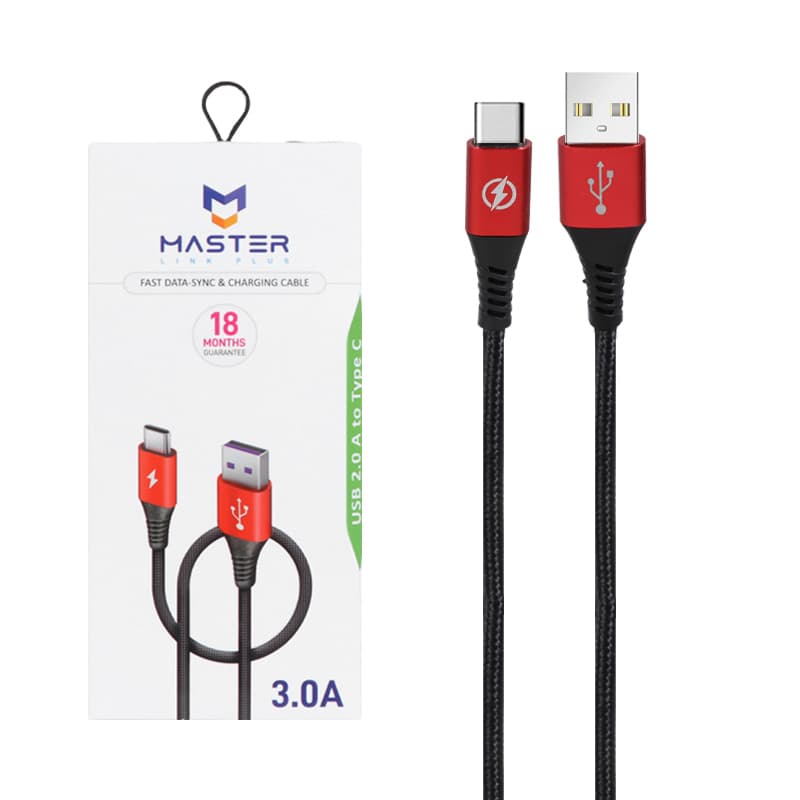 کابل شارژ کنفی سوپر فست MASTER Type-C مدل ETM 003 – مشکی قرمز